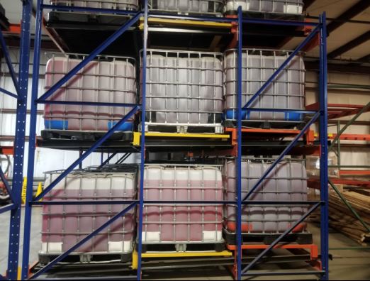 Push back racking pallet storage