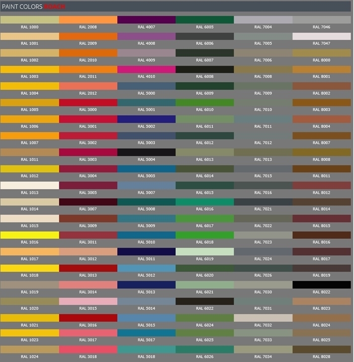 Roach Paint Color RAL Chart