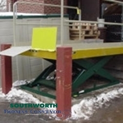 Loading Dock Lifts Southworth eliminate the danger and space requirements associated with a ramp and they improve safety by eliminating manual handling of freight from the truck bed height to the ground