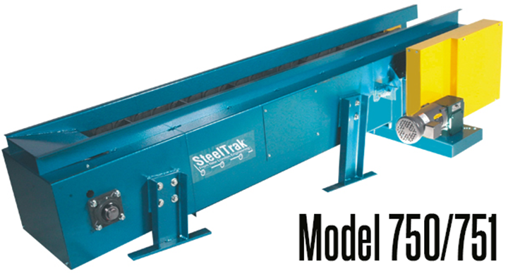 New London Engineering Model 750/751 SteelTrak™ Hinged Steel Belt Conveyor is heavy duty and can be used in the forging and foundry industries or with any application using a heavy load