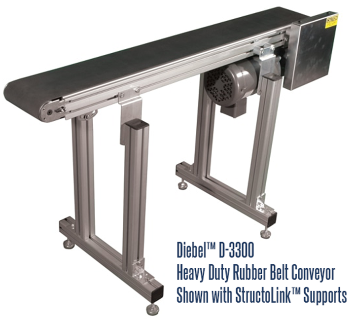 D-3300 Conveyor with StructoLink™ Support Legs for Diebel Aluminum Frame Rubber Belt Conveyors