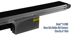 Close Up of T-Slots for Diebel™ D-3300 Aluminum Framed Rubber Belt Conveyor