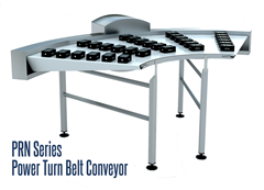 PRN Series Power Turn Belt Conveyor ideal for small item transfer from straight conveyors to belt curves