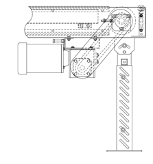 Series 2200, Flush Grid Plastic Belt Curve Conveyor, Roach Model 700PBC, Side View Schematic