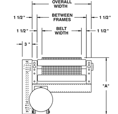 Roach Model 700SBO Open Bed Style Wire Mesh Belt Conveyor Top View Schematic