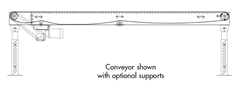 Roach Model 700SBO Open Bed Style Wire Mesh Belt Conveyor Side View Schematic