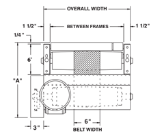 Light Duty Cam Adjusted Belt Driven Live Roller Roach Model 638CALR Top View Schematic