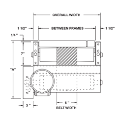 Roach Model 796CALR Medium Duty Cam Adjusted Live Roller Top View Schematic