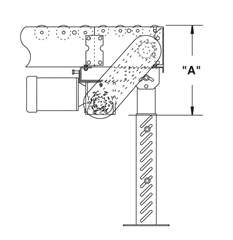 Roach Model 196LRC, Medium Duty Belt Driven Live Roller Curve Drive Side View Schematic