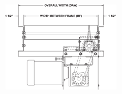 Roach Model 738LS, Light Duty Line Shaft Driven Live Roller Conveyor Top View Schematic