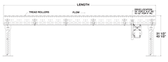 Roach Model 796LS Line Shaft Driven Live Roller Conveyor Side View Schematic