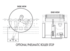 Roach Model 796LS Line Shaft Driven Live Roller Conveyor Optional Pneumatic Roller Stop Schematic