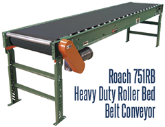 Roach 751RB Heavy Duty Roller Bed Belt Conveyor conveyors heavy duty unit or case loads