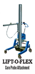 LIFT-O-FLEX™ Core Probe can pick up rolls from either pallets or floors. After pickup, rolls can be raised or lowered to the proper height for drop off.