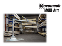 Movomech™ MOBI-Arm's™ air feed is integrated into the lifting arm and allows air feed to a customized pneumatic handling tool. The MOBI-Arm™ is electrically galvanized and maintenance-free and a variety of pneumatic configurations can be offered.