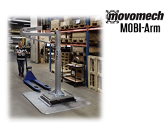 Movomech™ MOBI-Arm's™ mobility is achieved through the use of a pallet jack, allowing for efficient placement of the lifter.