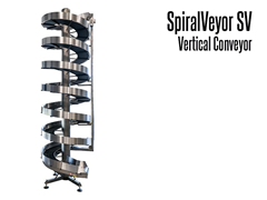 The SpiralVeyor SV is a vertical conveyor for medium to large sized items.  Ideal for handling packaged products and cases; it can be used for both elevation and accumulation conveying.