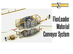 A FlexLoader Material Conveyor System integrates a Wildeck VRC with Safety Gates and an automated, flush mount conveyor system into one work platform designed to maximize space usage.