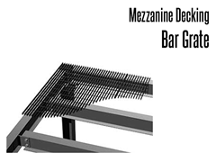 Bar grating is commonly used decking for mezzanines, platforms, catwalks and conveyor systems.