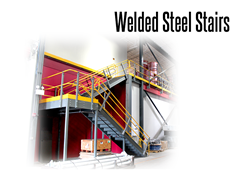 Welded steel stairs are available with open or closed treads