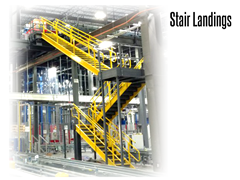 Stair landings increase safety and efficiency for mezzanine and work platform stair systems. 