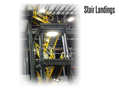 Work platform or mezzanine steel stair landings can be easily integrated into stair systems.