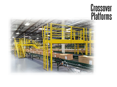 Conveyor crossovers and access platforms allow workers to walk over obstructions safely.