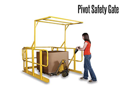 The pivoting gate has a simple operation.  When one side is raised, the other closes, allowing quick, convenient and safe access to workers and forklifts.