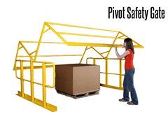 A pivot safety gate will protect open areas on mezzanines, work platforms, balconies and racking systems during loading and unloading of product.