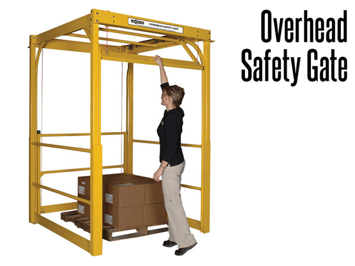 An Overhead Safety Gate utilizes minimal square footage while maximizing safety by protecting staff from hazards and falling product. 