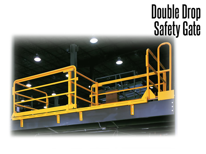 Double drop safety gate provides safe access during pallet handling operations.