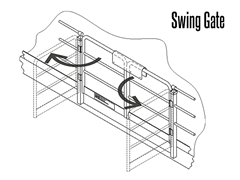 Swing Gates are designed to swing inward in order to provide safe access on a mezzanine deck.