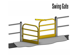 Swing Gates are painted safety yellow for high visibility.  Other colors are available.