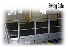 Gates can be fabricated with 2-rail, 3-rail or mesh systems to match existing mezzanine or rail systems