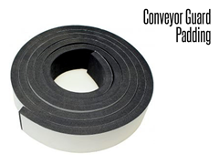 Conveyor Guard Padding is a product that is applied to the outside of any conveyor guard rails and/or the End Cap/Product Stop products.