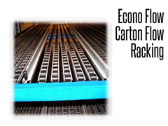 Econo-Flo carton flow is an affordable, versatile system of wheeled tracks created for lighter-duty order picking applications. Tracks pop into place providing infinite adjustability for changing SKUs.