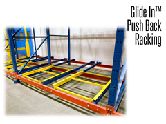 The standard components of most drive-in storage systems can be retrofitted to accommodate a glide-in/Push Back system.