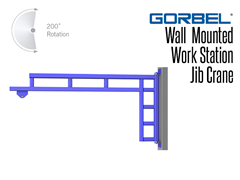 Gorbel™ wall or column mounted jib crane uses tapered roller bearings at the pivot points for unsurpassed ease of rotation. 