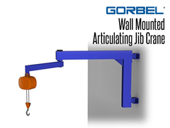 The wall mounted articulating jib crane is perfect for applications that require maneuvering around or under obstructions and there is an adequate wall/column to support the crane.