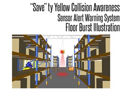 Look Out  Floor Burst Illustration Collision Awareness Sensor Alert Warning System 