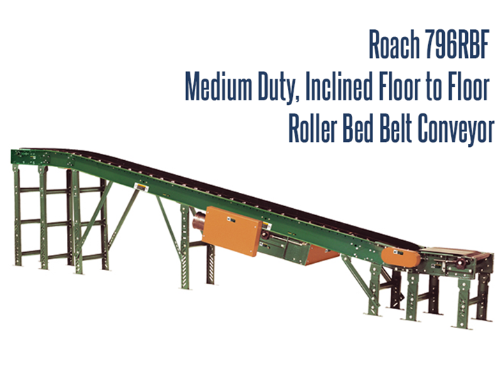 Roach Model 796RBF Roller Bed Inclined Floor-To-Floor Belt Conveyor	