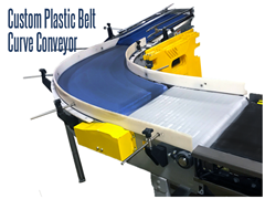 Thomas Conveyor & Equipment offers made to order design and installation of Plastic Belt Curve Conveyors. These custom belt curves are purposed for accommodating tight curves and allowing maximum efficiency in manufacturing, food processing, distribution and packaging industries.