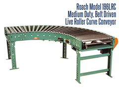 Roach Model 196LRC, Medium Duty Belt Driven Live Roller Curve features quality tapered rollers to maintain a consistent product orientation in your application