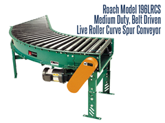 Picture for Medium Duty Belt Driven Live Roller Curve Spur Conveyor, Roach Model 196LRCS