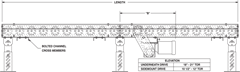 Roach Model 297CDLR, Heavy Duty Chain Driven Live Roller Conveyor Side View Schematic