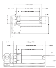 Roach Model 3530CDLR Heavy Duty Chain Driven Live Roller Conveyor Front View Schematic