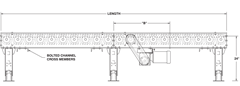 Roach Model 3530CDLR Heavy Duty Chain Driven Live Roller Conveyor Side View Schematic