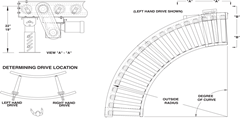 Roach Model 351TCDLRC Heavy Duty Tapered Roller Chain Driven Live Roller Curve Side View Schematic