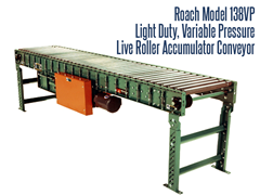 Roach Model 138VP accumulates goods safely and with minimum backpressure.