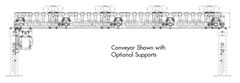 Roach Model SZ796LSZ Smart Zone® Medium Duty Line Shaft Driven Zero Pressure Accumulator Conveyor Side View Schematic